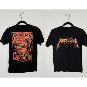 Vintage Style Metallica Band T-Shirt Womens Size Small Black Skull Graphic Metal